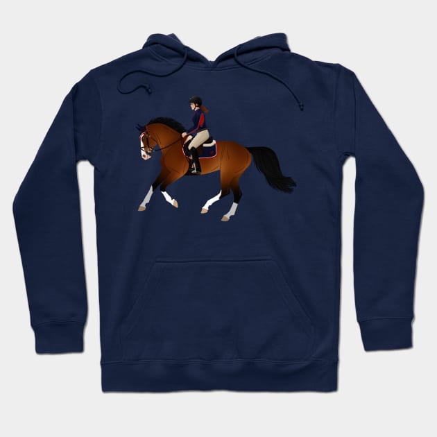 Bay English Horse and Rider - Equine Rampaige Hoodie by Equine Rampaige